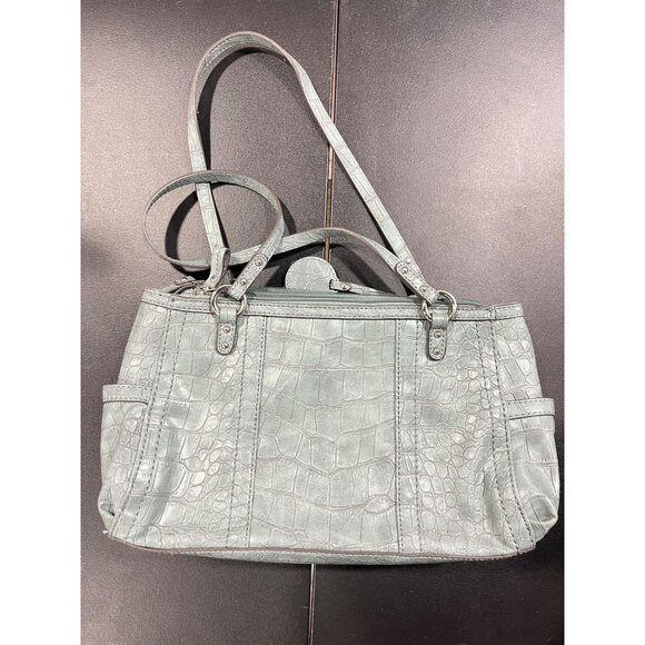 Two Relic Crocodile Embossed Handbags - Blue Gray Faux Leather With Brown Interi - Picture 6 of 9